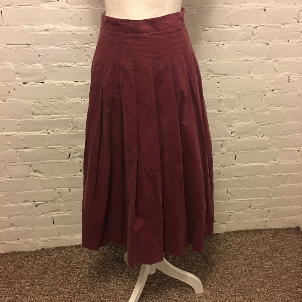 NWT Laura Ashley vtg corduroy midi skirt mauve prairie country
